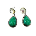 925 sterling silver Gemstone Earring Agate Natural Green Gemstone Calming Grounding