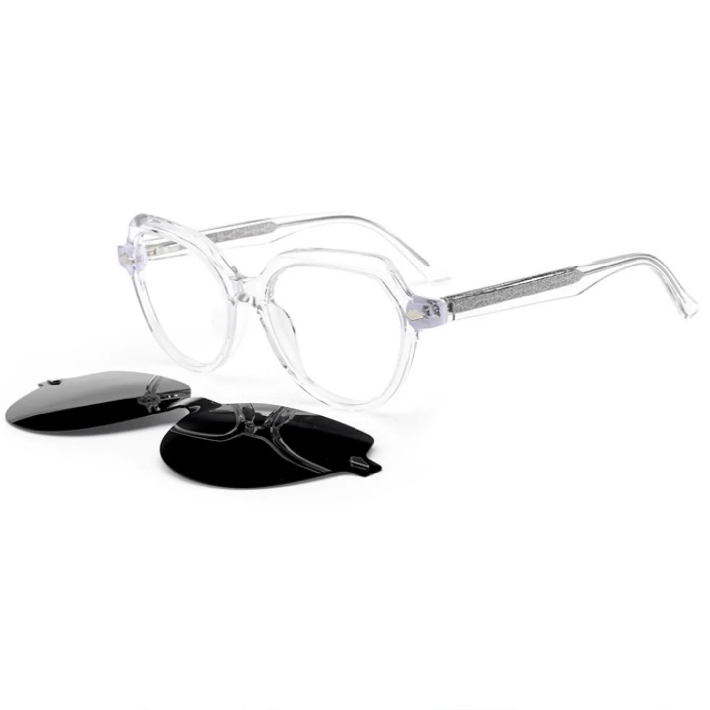 DOISYER Vintage Optical Frame Sunglasses New Design Polygon Acetate Polarized Clip Eyeglasses UV400 Transparent Similar Pilots