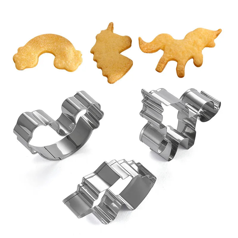 3pcs Unicorn Cookie Moulds Baking Tools Stainless Steel Cookie Cutter