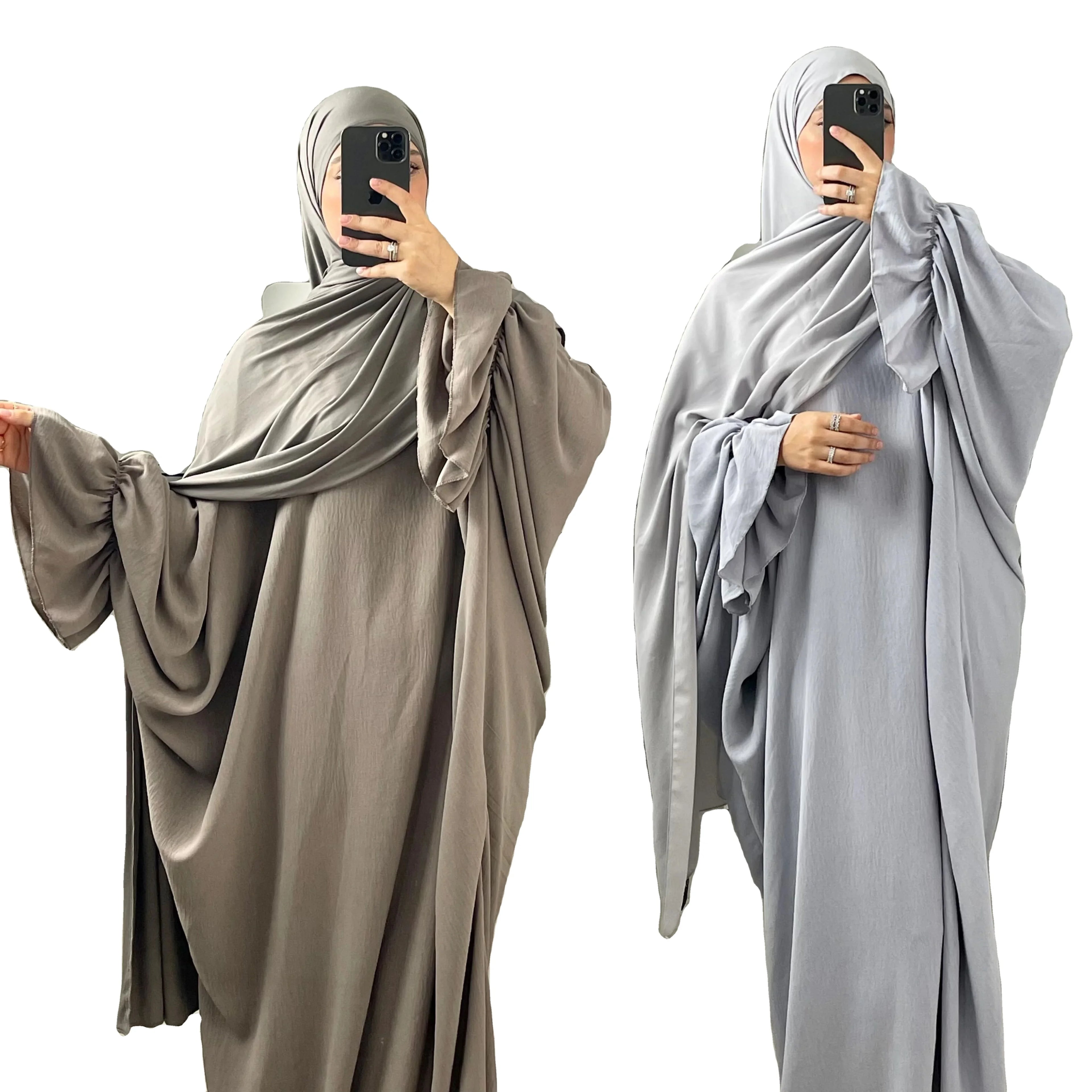 New Modern Solid Color Bell Cuffs Women Abaya Kaftan Long Muslim Dress Dubai Abayas Cardigan Robe Maxi Islamic Dresses