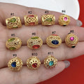 JF8751 Matte Gold Plated Crystal Nepal Nepalese Style Brass Drum Beads Nepal Tibetan Ethnic Tribal Beads for Jewelry Making