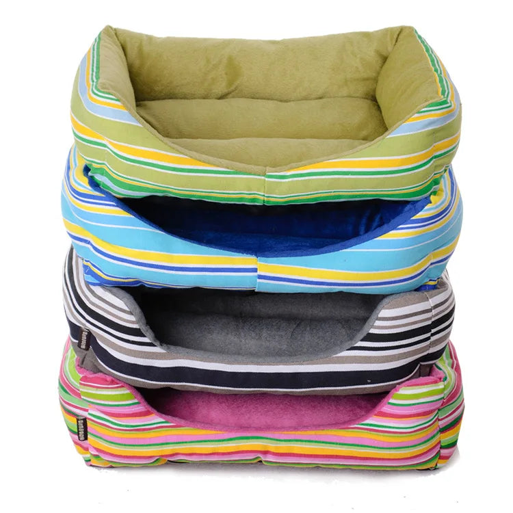 Wholesale rainbow Striped Print square Dog Bed