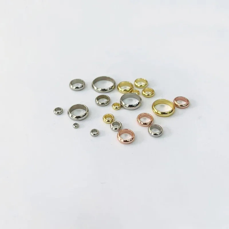 Fashion Gold Through Hole Beads Spacer Bead Stainless Steel Gold Plated DIY Accessories Beads for Welding Bracelet Making