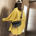 2022 New Fashion Rivet Black Leather Fanny Pack Women