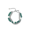 Green White Cat Eyes Natural Stone Stainless Steel Chain Bracelet Charm Women Men Gifts STB054