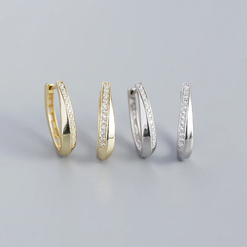 2024 Fashion Jewelry 925 Sterling Silver Big Earrings Sets With Diamond Oval Shape Gold Plated Big Hoop Earring Jewelry Women
