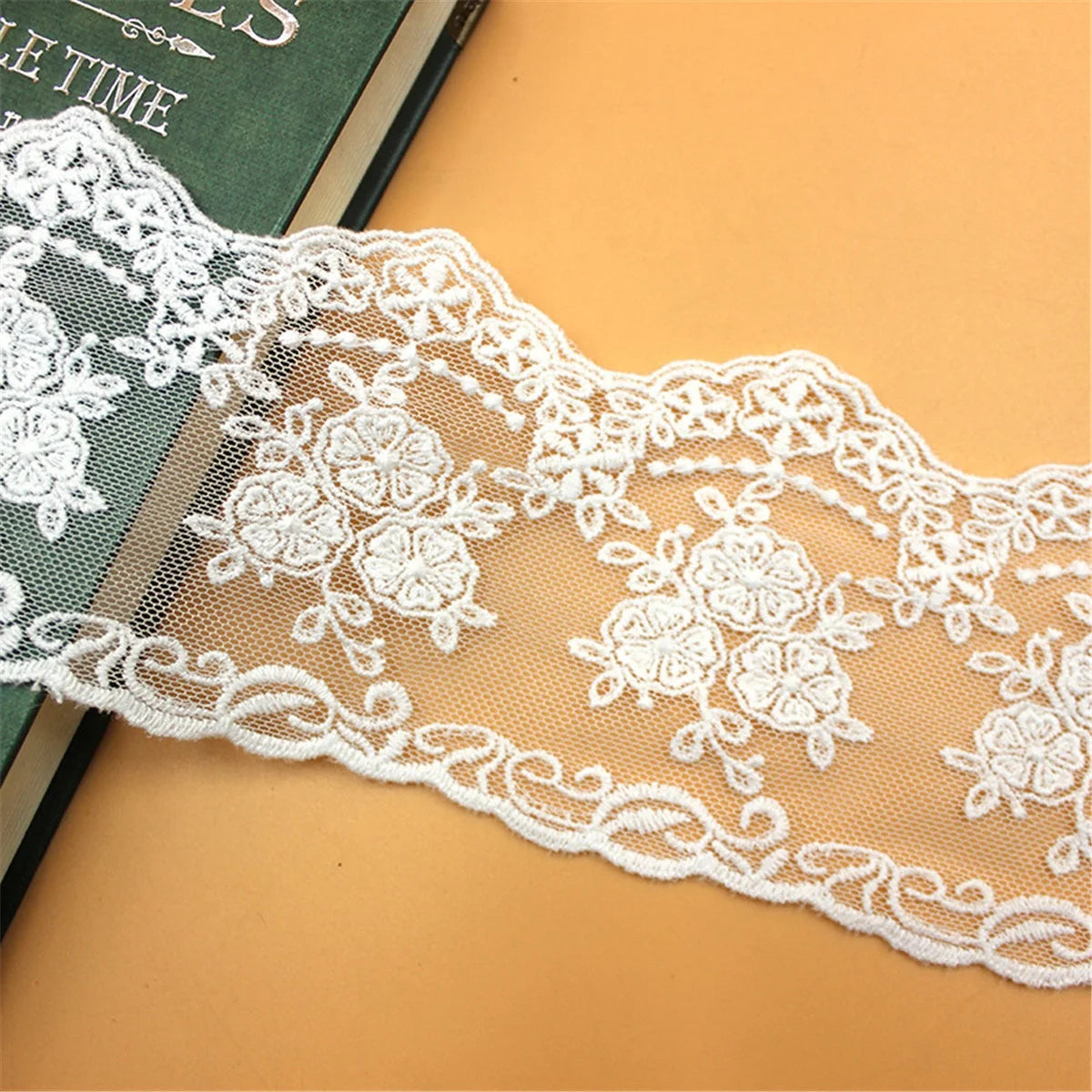 1 Yard Embroidered Lace Mesh Trim Ribbon Bridal Wedding Dress Jewelry Sewing Fabric DIY Craft