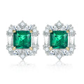 Sun Star Jewelry Supplier Luxury 925 Sterling Silver Natural Elegant Emerald Cut Diamond Zircon Stud Earrings for Women