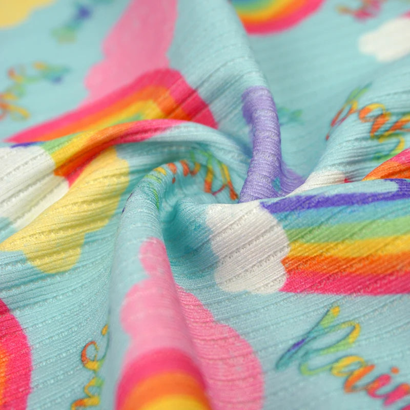 New Fashion Solid Breathable Plain Stretch Knit Ribbed Swim Fabric for Girls
