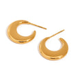 J&D Women's Trendy Gold Plated Stainless Steel Chrysanthemum Hoop Earrings Simple Geometric Design Fashionable
