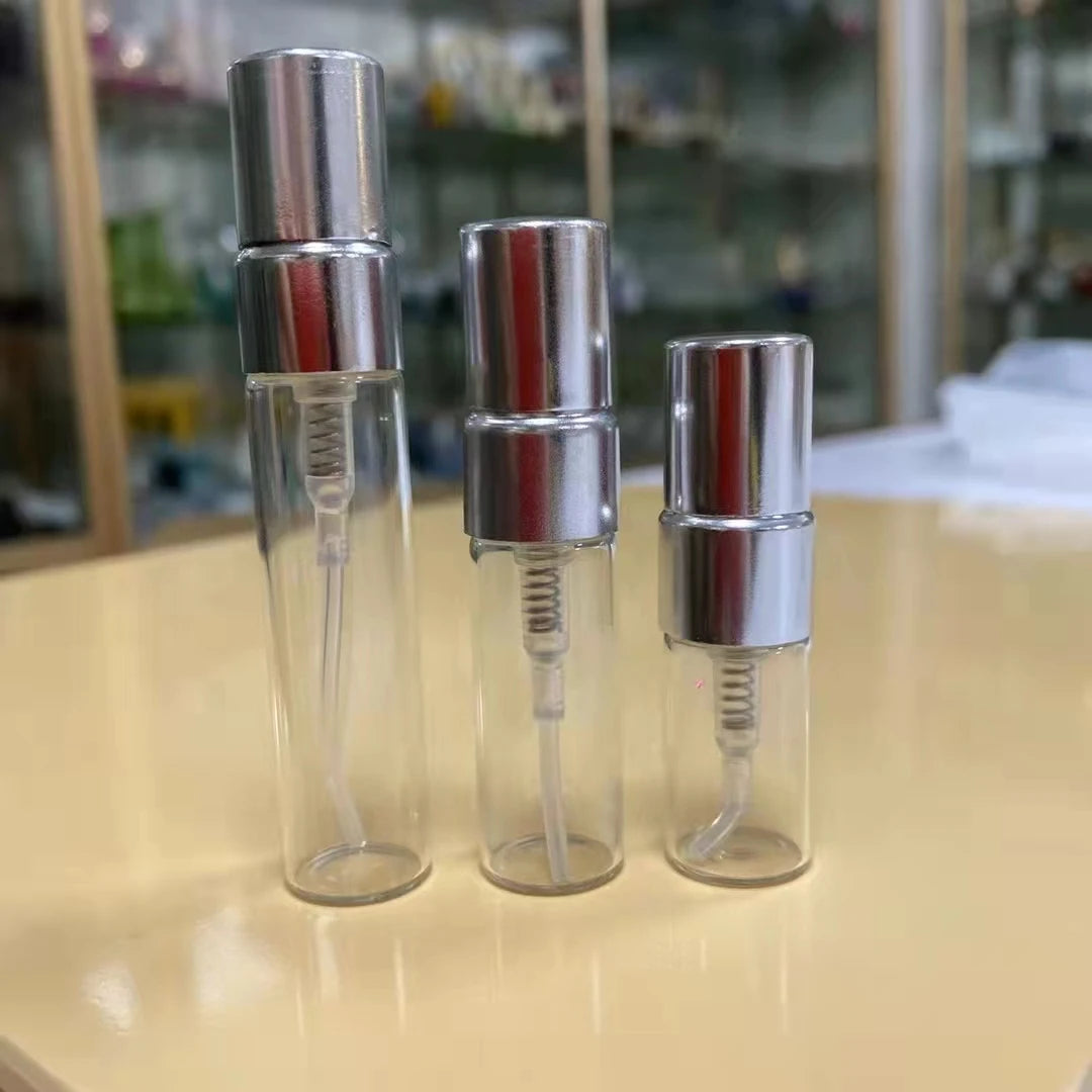 Wholesale Custom 2ml 3ml 5ml Plastic Aluminium Glass Spray Black Empty Perfume Tester Bottle With Silver/gold/black Pump