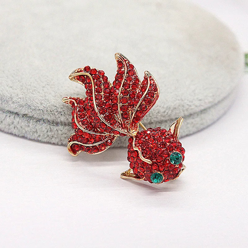 Elegant Red Goldfish New Year Brooch - Women's Lapel Pin for Securing Clothing Versatile Lapel Flower Trendy Accessory