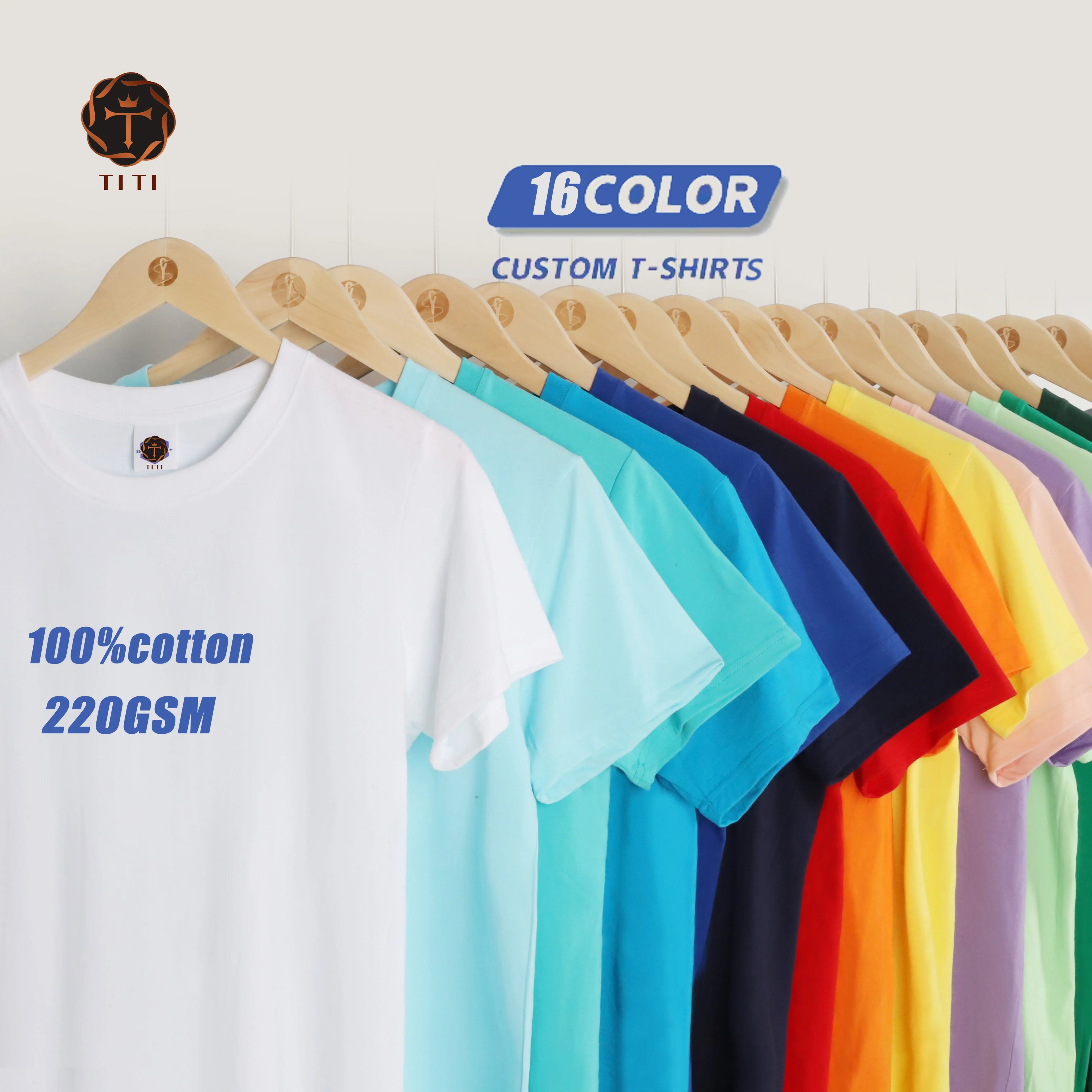 TITI Custom Printing Women Blank Men's T-shirts 100% Cotton Sport Tee Shirt Blouses Tops Unisex  Plain T Shirts