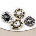 RB031 Fashion Decorative Flower Sewing Button With Pearl Rhinestone Covered for Garment Accessories