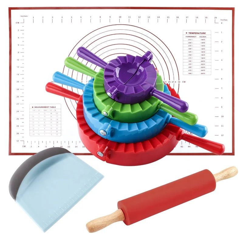 Silicone Baking Mat Dough Cutter Rolling Pin Dumpling Maker Press Set Baking Pastry Tools Set