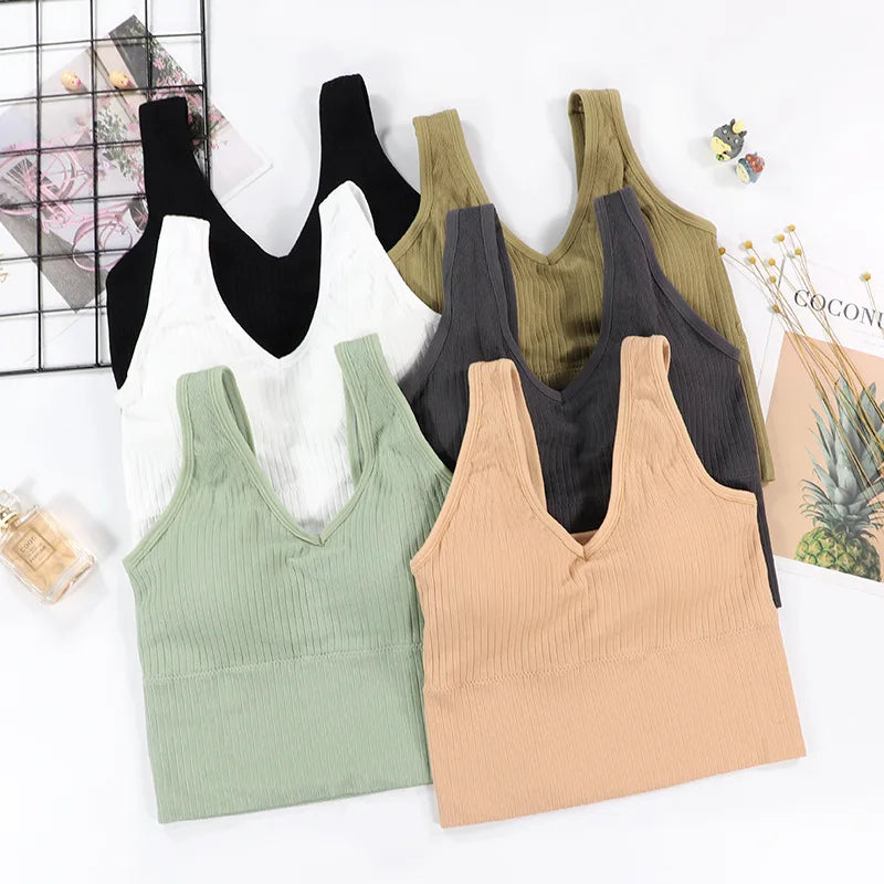Wholesale Women Sports Bra Threaded Seamless Comfortable Breathable No Steel Ring Yoga Beauty Back Underwear