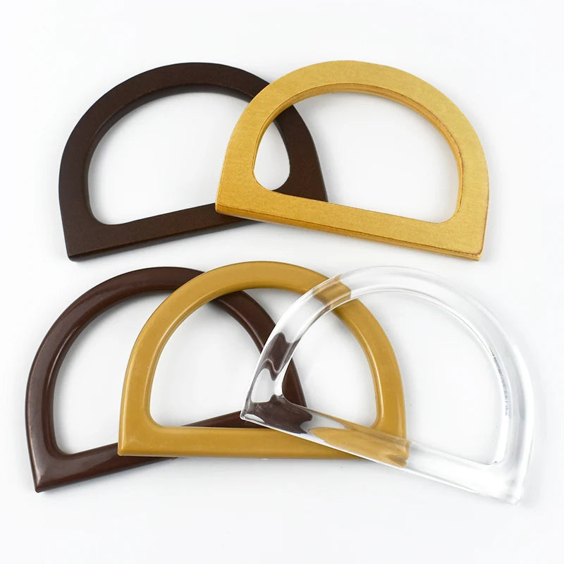 Deepeel BS437 12*8.5cm Bag Sewing Accessories Wooden Wallet Handle Plastic Resin Purse Frame D-Shaped Round Handbag Handles