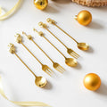 Animal 304# Stainless Steel Small Mini Mixing Stirring Gold Silver Spoon Fork Set Gift Box Eco-Friendly Cute for Coffee Tea