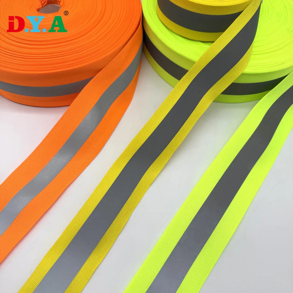 Stock Colored Strap Multi Widths Polyester Reflective Webbing for Outdoor Safety Clothing Shoes Accessories