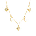 Wholesale 925 Sterling Silver 18k Gold Plated Cz Cubic Zirconia Jewelry Star and Moon Charm Pendant Necklace for Women