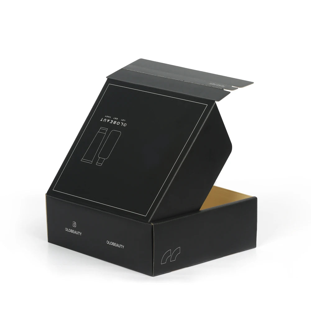 Large Recycle Self-sealing Carton Cardboard Corrugated Kr Ted Kraft Black Paper Boxes for Shipping Package Ckage White CMYK