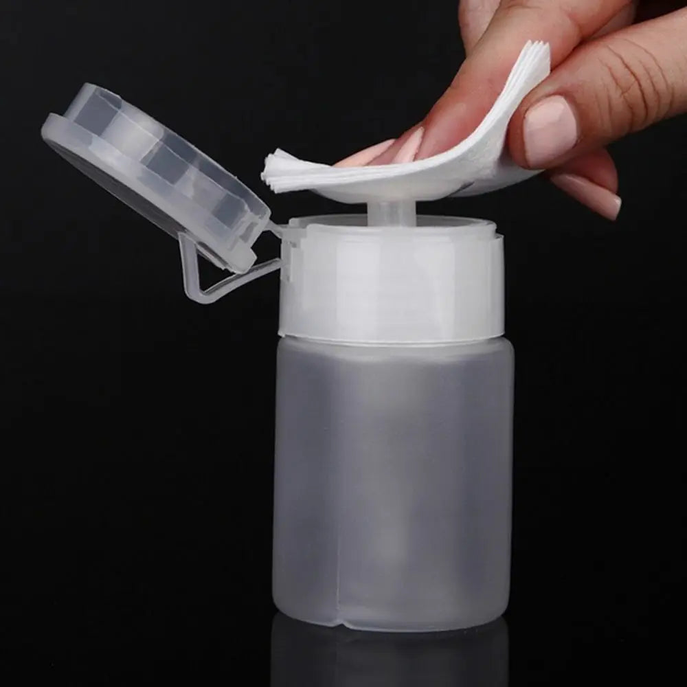 Clear Plastic Nail Art Pump Dispenser Acetone Polish Remover Alcohol Liquid Bottle with Box Packaging Portable