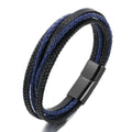Men's De Luxe Multi-layer Hand-Woven Bangles Bracelet Alloy Magnetic Clasp Cowhide Genuine Leather Fashionable Combination