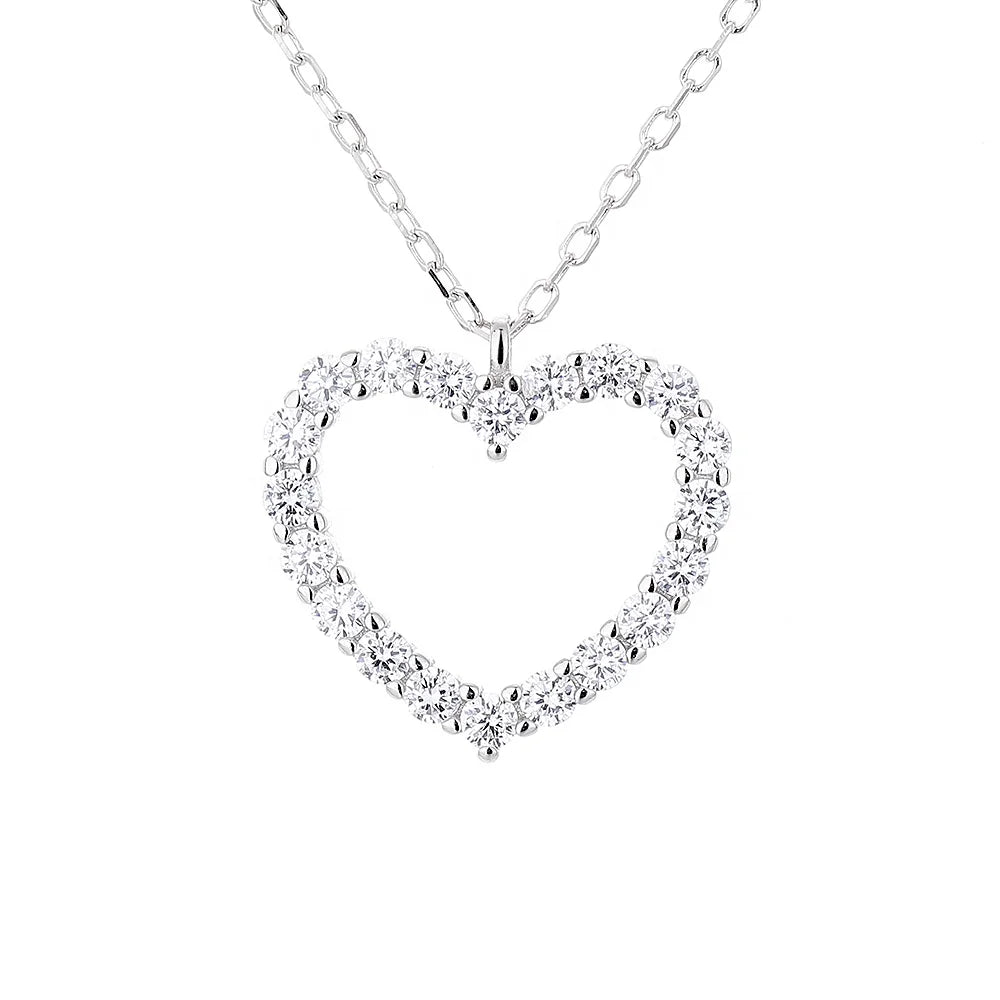 Luxury Zircon Forever Infinite Love 925 Sliver Pendant Heart Women Necklace