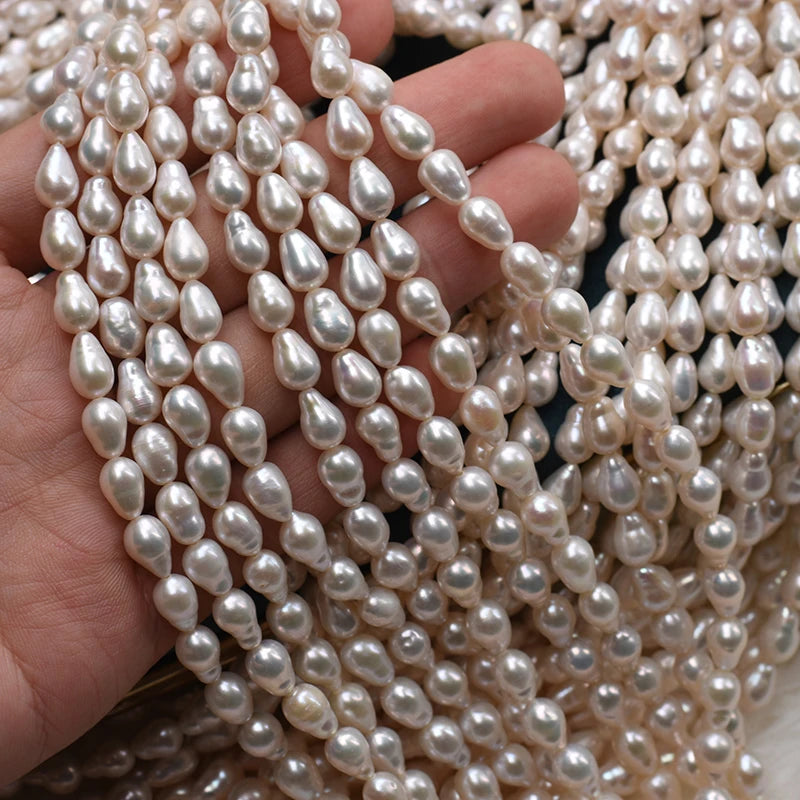 Hot Selling 5-6mm Natural Baroque Freshwater Pearl Waterdrop Beads White Semi-Finished Bare for DIY Jewelry Making