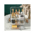Hot Selling Plastic Cosmetics Storage and Storage Box Transparent White Transparent Green Belt Double Layer Drawer