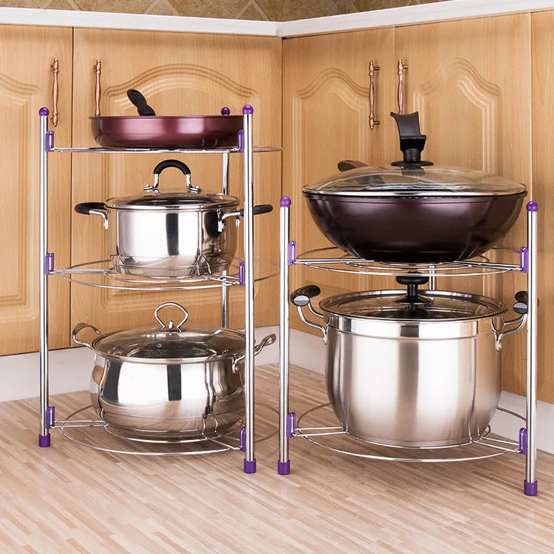 5 Layer Carbon Steel Plating Kitchen Pot Rack Shelf Organizer Multifunctional Kitchen Pan Cover Rack Home Storage Tool