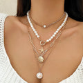 2025 Women's Fashion Multi-Layer Necklace Ocean Wind Shell Conch Tassel Soft Pottery Pieces Starfish Stacked Neckpiece