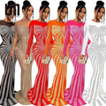 Liu Ming Hot Selling Fashion Women Clothing Sparkly Rhinestones Night Club Evening Long Dress