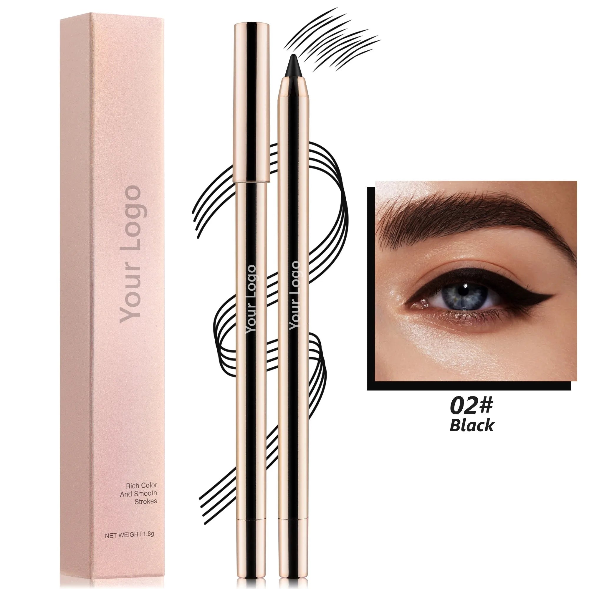 Private Label Long-Lasting Waterproof Super Smooth Gel Crayon Eyeliner Pencil 4 Colors Vegan Cruelty-Free Matte for Eye Makeup