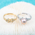 R010814 DIY 6-8mm Natural Freshwater Pearl Ring Accessory 925 Sterling Silver Adjustable Size Engagement Jewelry Ring for Women