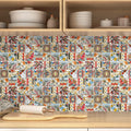 Inkjet Printed Flower Travertine Marble Ceramic Mosaic Tiles for Bathroom Walls Modern Design 300x300mm Graphic Design