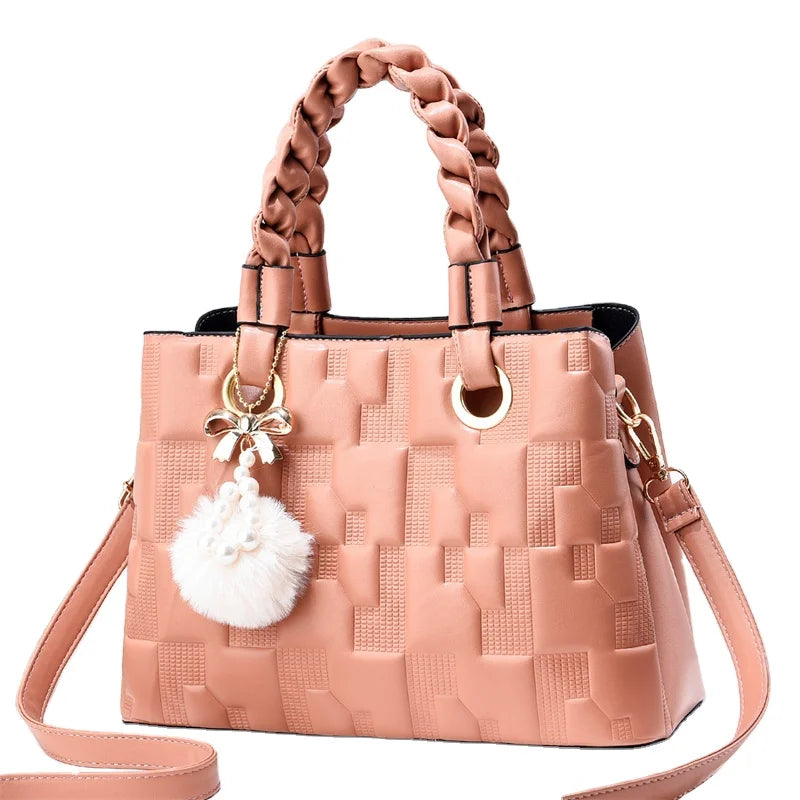 Big Brand Ladies Shoulder Handbag Braided Handle Three-dimensionalchocolate Embossed Handbag
