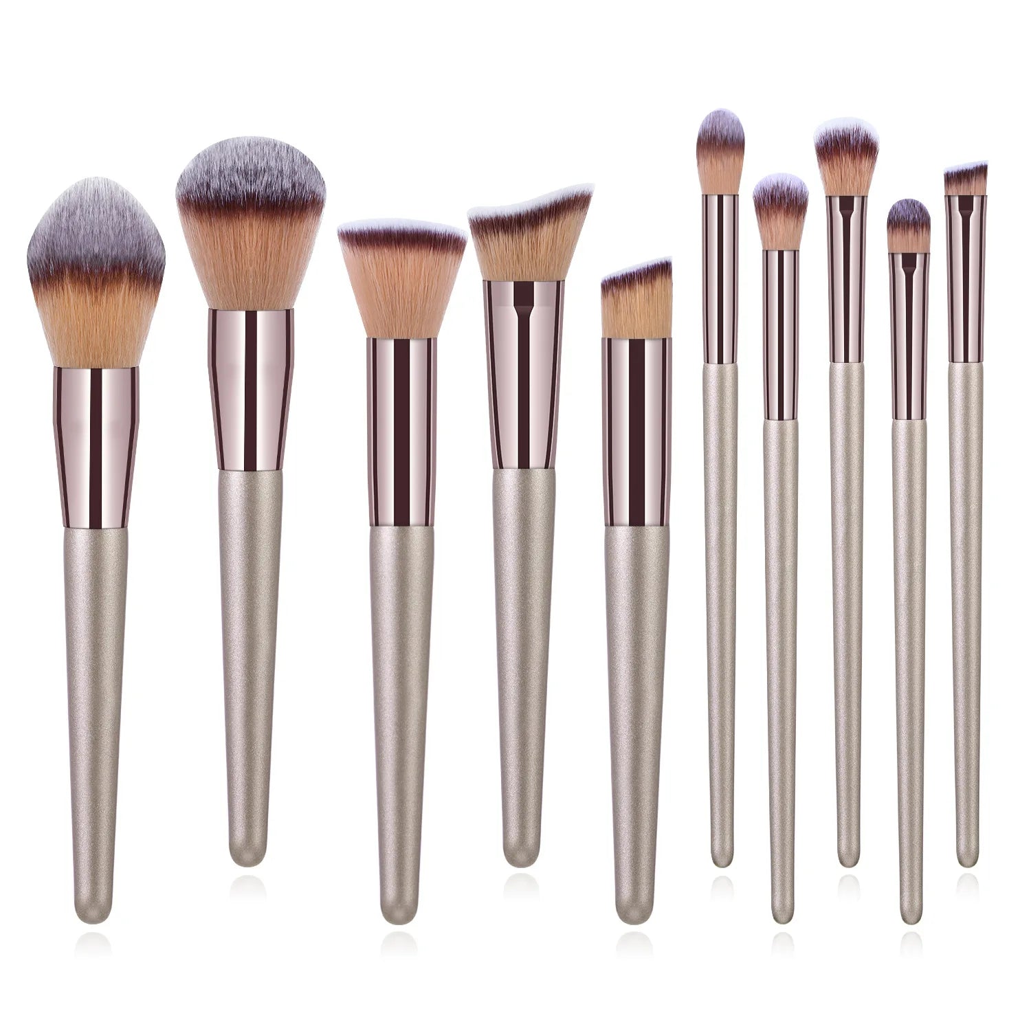 Synthetic Makeup Brushes Set Customized Makeup Brushes Rose Gold Champagne Premium ABS 10 Pc Professional Eye Shadow
