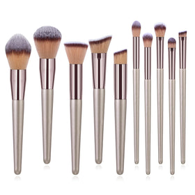 Synthetic Makeup Brushes Set Customized Makeup Brushes Rose Gold Champagne Premium ABS 10 Pc Professional Eye Shadow