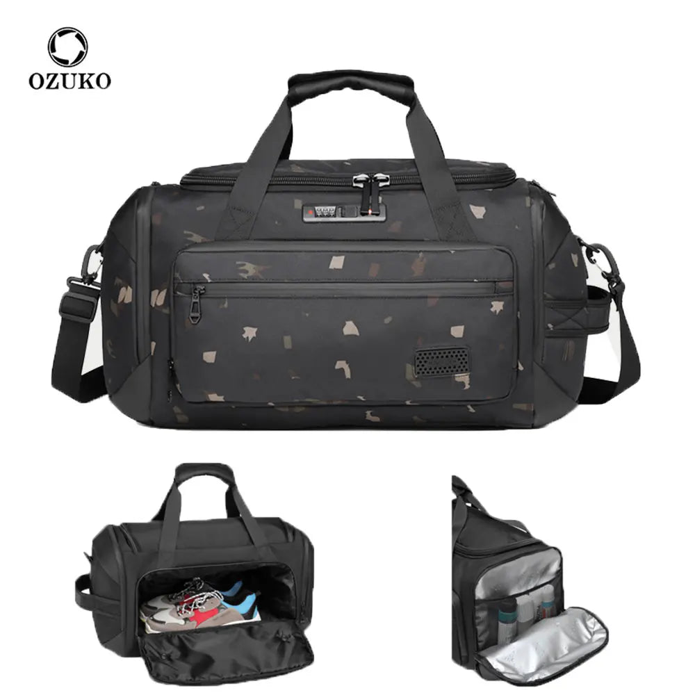 Ozuko 9709 Travel Duffel Tote Bag Yoga Gym Wet Pocket Toiletry Weekender Overnight Business Sport Bag for Travel Trips