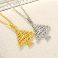 18K Gold Plated Tree Pendant Necklace Stainless Steel Necklace Fine Jewelry for Women Man Cedar Tree Pendant Necklace