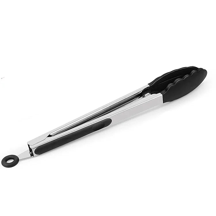 Custom Logo Silicone Locking Tong Stainless Food Tongs Serving Tongs with Silicon Tips