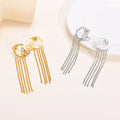 Fashion Personalized Butterfly Long Thread Tassel Drop Earrings Stainless Steel Exaggerated Earrings for Women