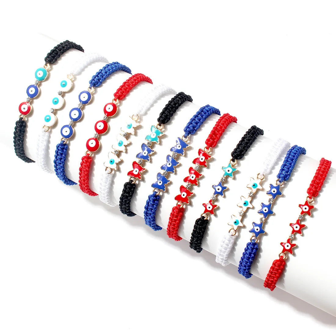 Handmade Lady butterfly Star Evil Eyes Rope String Thread Woven Bracelet Jewelry Women Bracelets Adjustable