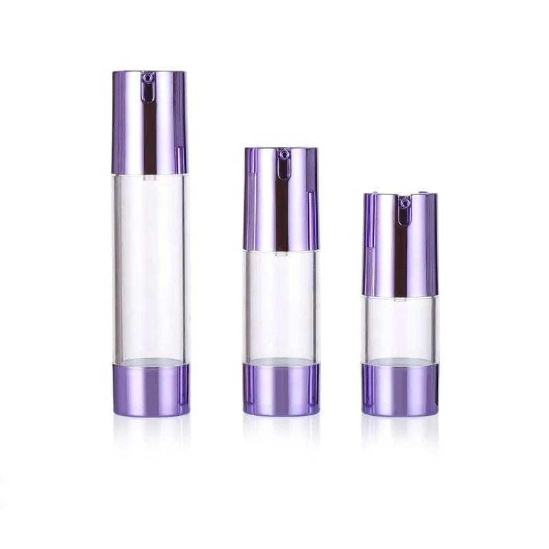 Cosmetic Packaging Gold Sliver pink Purple White 15ml 30ml 50ml 100ml Plastic Lotion Airless Pump Bottle