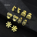 Hot Selling Gold Plated Geometric Stainless Steel Stud Earrings Women's Accessories for Parties Weddings Gifts Featuring Ethnic