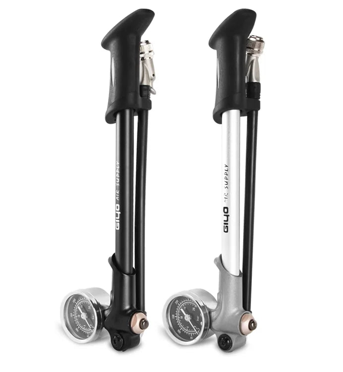 High-Pressure 300psi Bicycle Tire Pump for Road Bike MTB Fork Presta Schrader-Steel Air Pump with Lever Gauge