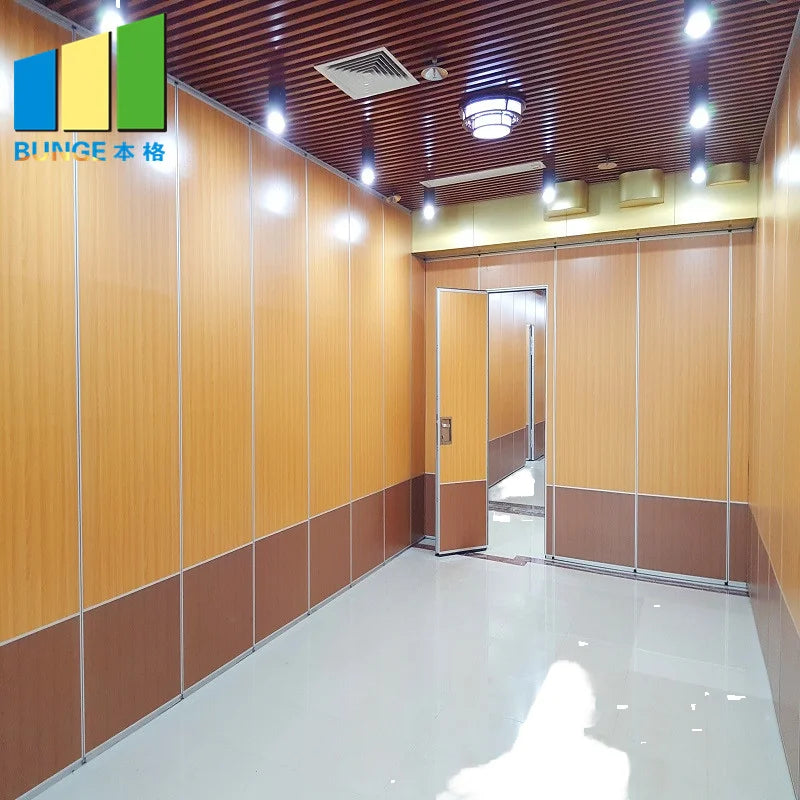 Commercial Foldable Soundproof MDF Wooden Sliding Wall Partition Door for Warehouse & Kitchen Use Acoustic Operable Partitions