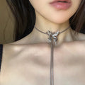 Collana Farfalla Korean Fashion Silver Butterfly Choker Necklace Adjustable Diamond Butterfly Necklace for Women Jewelry