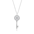 S925 Sterling Silver 0.5 Carat White Moissanite Diamond Key Shape Pendant with Link Chain Gift Necklace